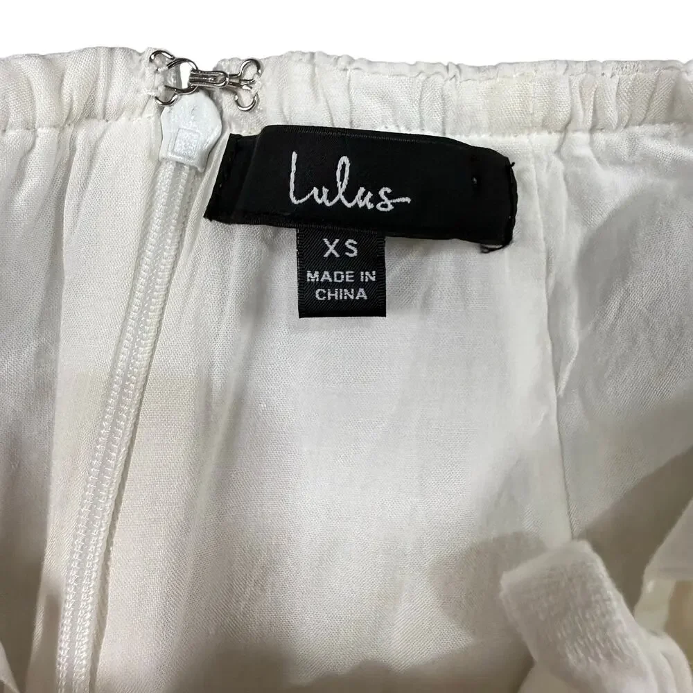 Lulus Days of Dreaming White Cotton Tie Back Mini Dress Bridal Sundress - XS